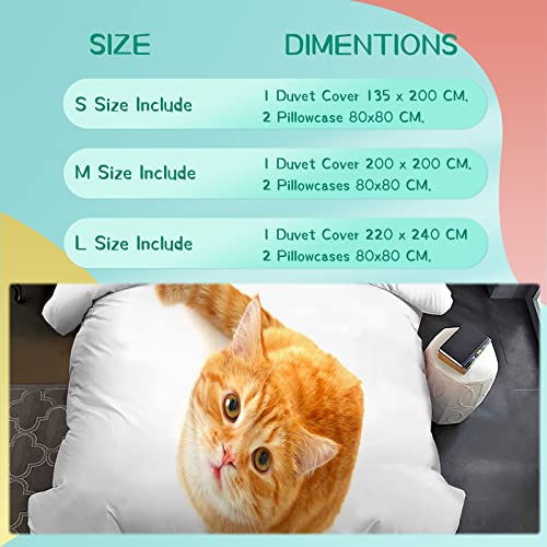 3D Bettwäsche Graue Katzen Bettbezug-Set ,Cartoon Lustige Fette Katze Bettdecke Abdeckung, for Kinder Erwachsene Nette Haustiere Bettbezug 3D Animal Room Decor Mit 2 Kissenbezug(cat-1,220*240cm) - Image 7