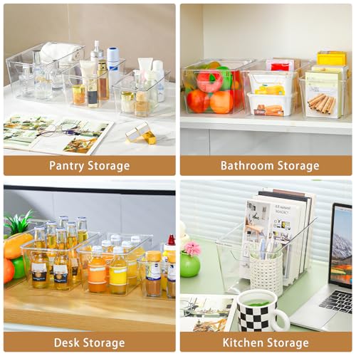 Image of Freebat 12 Pack Organizers and Storage, Pantry Organization and Storage Bins, Cabinet Organizer, Clear Plastic Storage Containers with Handle,Acrylic Storage Bins (4 Small&4 Middle&4 Large