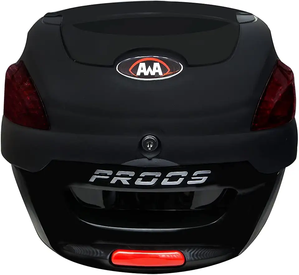 BAULETO AWA MODELO PROOS 41 LITROS COM TAMPA PRETO BRILHANTE