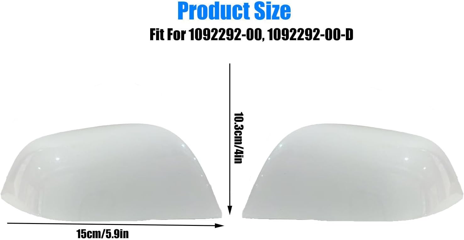 Compatible with Tesla Model 3 Side Mirror Cover Replacement 2017 2018 2019 2020 2021 2022 2023 2024, Left & Right Side Rearview Mirror Cover Cap for Model 3 Accessories(White) 2pcs