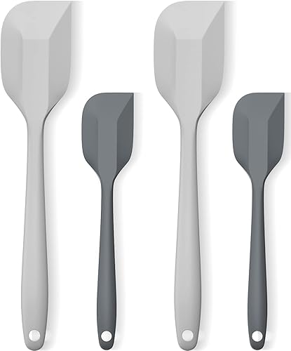 Juego de espátulas de silicona, espátulas de silicona de alta calidad, resistentes al calor, 2 raspadores flexibles pequeños y 2 grandes para