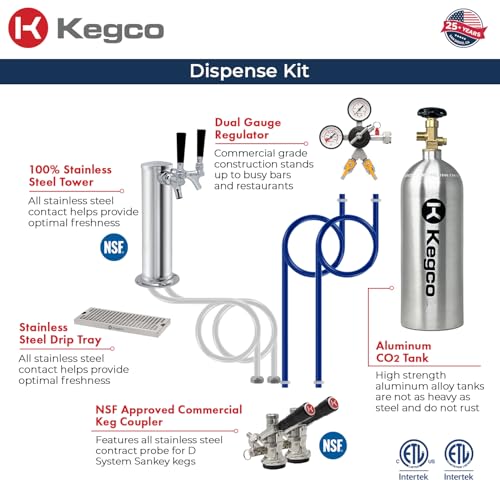 Image of Kegco 24 inch Wide Dual Tap Stainless Steel Built-In Right Hinge Kegerator with Dispense Kit