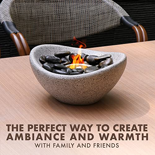 Nordhaus 11'' Table Top Fire Pit Bowl With Extendable Skewers - Personal Fire Bowl Fireplace For Roasting Smores - Large Concrete Personal Tabletop Fire Pit For Patio, Balcony, Indoor And Outdoor Use #TOP1