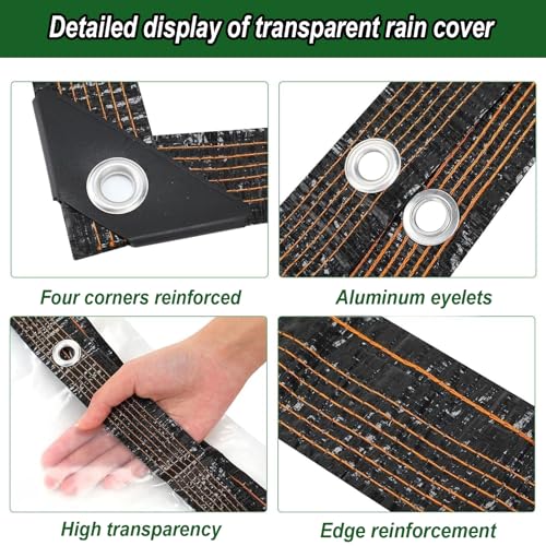 Lona impermeable transparente de 310 x 370 cm con cuerda 4