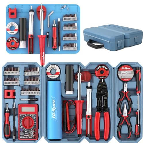 Hi-Spec 90 Piece Electronics & Soldering Repair Tool Set Kit with Multimeter. for PCBs, Electrical Circuits, Computers, Gadgets & Drones. All in Portable Box Case