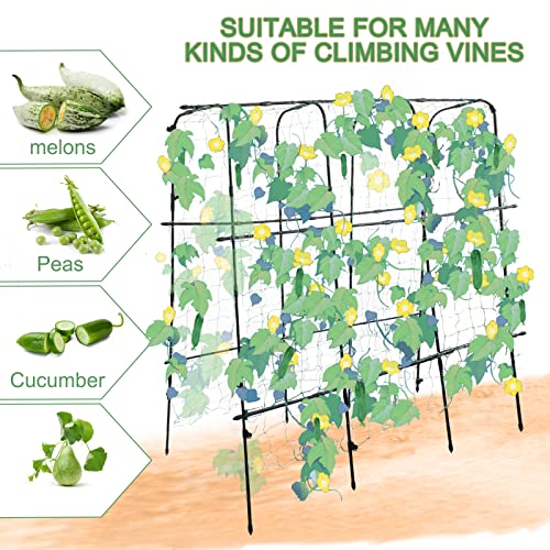 Garden Cucumber Trellis - Garden Tunnel Trellis With Climbing Net, Large Metal Trellis For Climbing Plants Support Vegetable Peas Fruit Vine Outdoor A Frame Trellis #TOP4