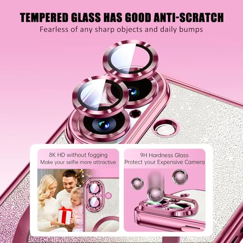 Image of Misscase for iPhone 17 Case Compatible with MagSafe,Built-in Camera Lens Protector Full Protection Soft TPU Anti-Scratch Anti-Fingerprint Magnetic Glitter Slim Case Cover 6.3 inch Pink