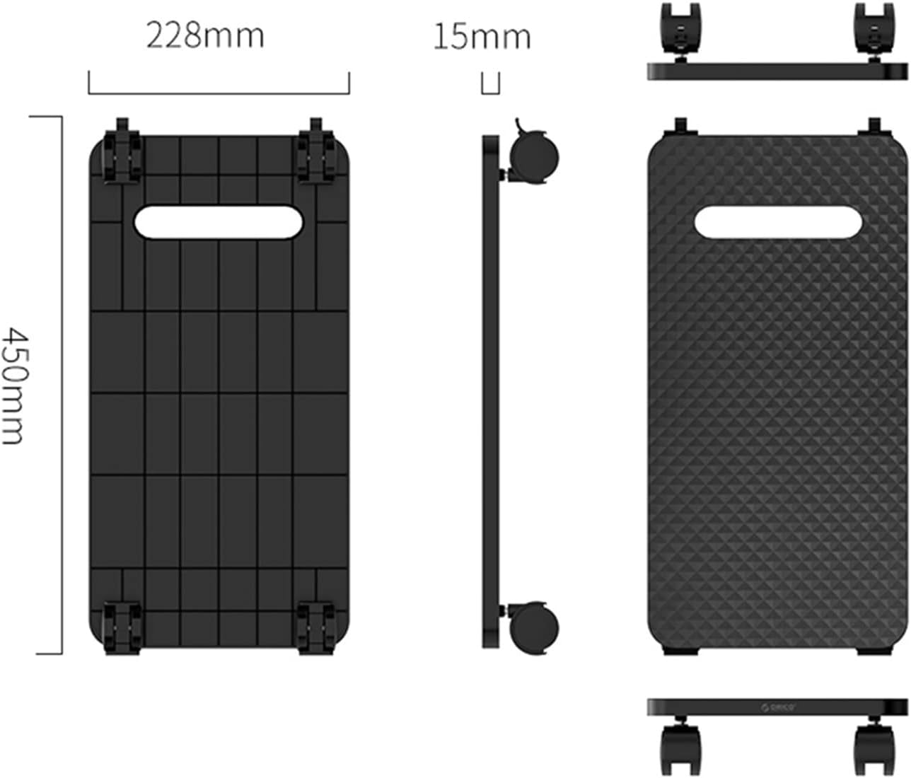 CPU Holder PC Tower Stand Cart CPU Holder Bracket with Brake Lock, Under Desk Anti-Slip Floor CPU Stand with 4 Rotatable Caster Wheels Computer Stand (One Color 228 * 450mm)