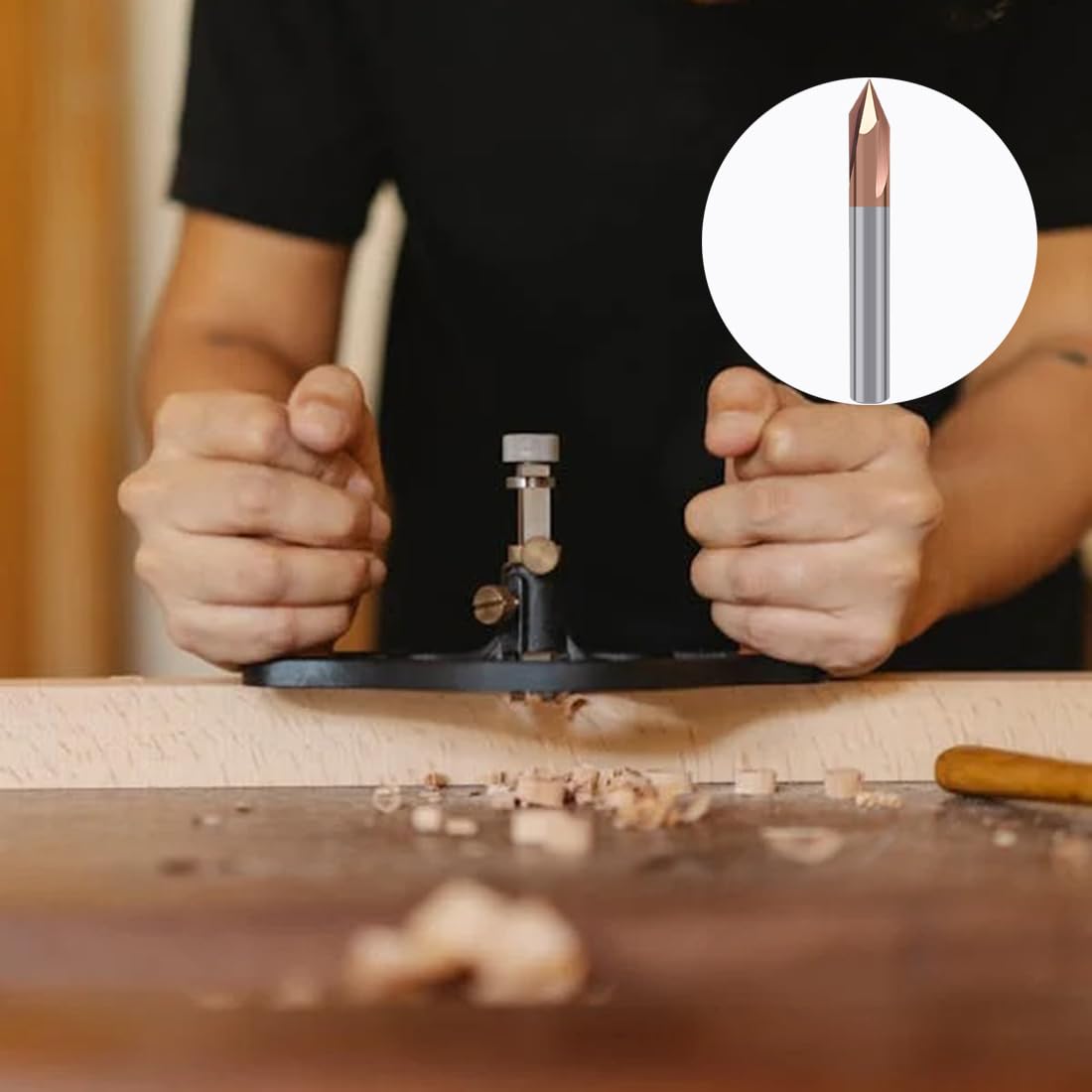 Fraise à graver, Fraise à Chanfreiner 6 mm VHM 3 flûtes en V 90 degrés CNC Fraise à queue avec revêtement, Fraise à rainurer, Fraise à Chanfreiner en Tungstène, Fraise à bois, pour Graver Chanfreiner