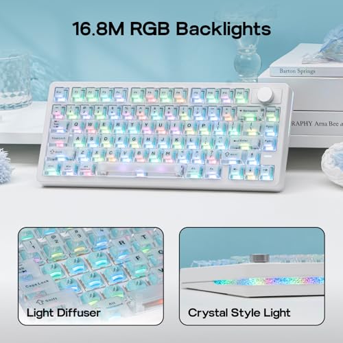 Image of EPOMAKER HE75 V2 Hall Effect Gaming Keyboard, 8K Polling & 0.1ms, 8000mAh & 2.4Ghz /BT, Hot Swap Key & Knob, 0.005mm Adjustable Actuation, Rapid Triggering, Creamy & Thocky (White)
