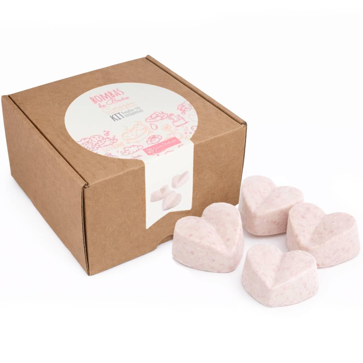 Gran Velada - Kit para hacer Bombas de Baño en Forma de Corazón con Rosas en Polvo | Set Todo Incluido: Materiales + Instrucciones | Ideal para Regalos de San Valentín y Veladas Románticas