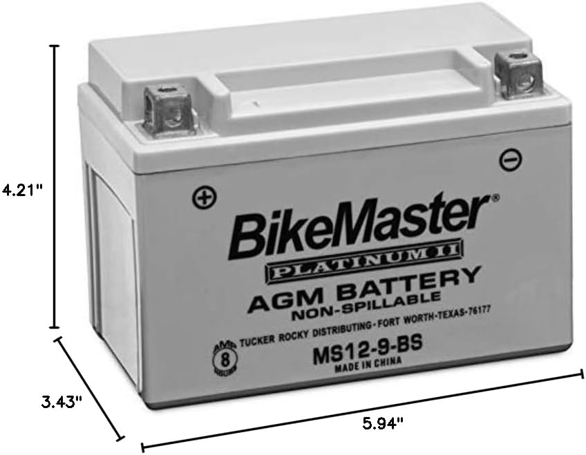 BikeMaster AGM Platinum II Battery MS12-9-BS For KTM 390 Duke 2013-2017