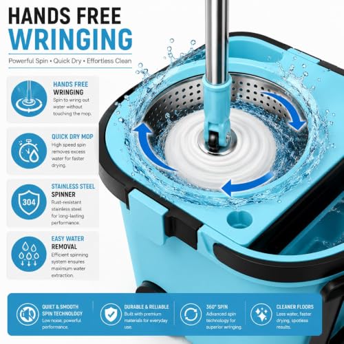 Image of Gourmetop Kitchen Spin Mop with Easy Wring & Rinse System | Gourmetop Kitchen Spin Mop with Easy Wring & Rinse System
