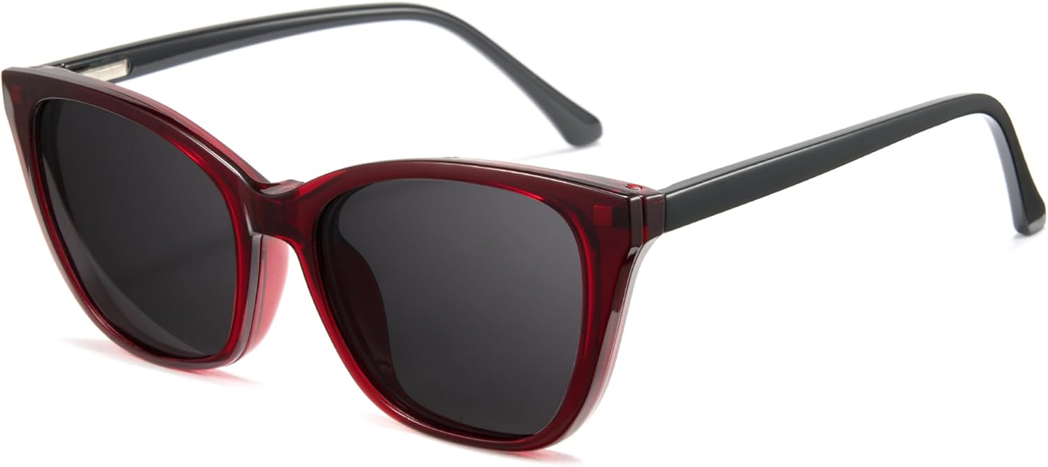 Cyxus Cat Eye Magnetic Clip-On Sunglasses Women Polarized Blue Light Blocking UV400 Protection P1221