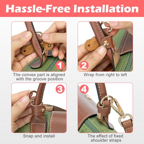 Image of dadop Strap Kit Compatible with Longchamp Mini Bags - Leather Adjustable Purse Straps for Women's Mini Shoulder Bag