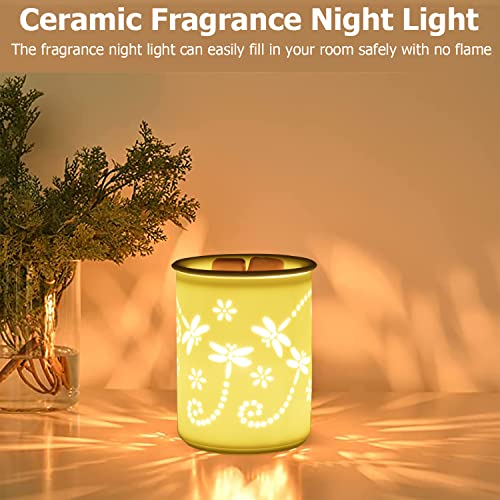 Orjg Ceramic Wax Melt Warmer With Timer, Electric Candle Wax Melting Heater, Fragrance Oil Burner, Fragrance Heating Night Light For Home Decoration, Bedroom, Aromatherapy, Birthday Gift (Dragonfly) #TOP3