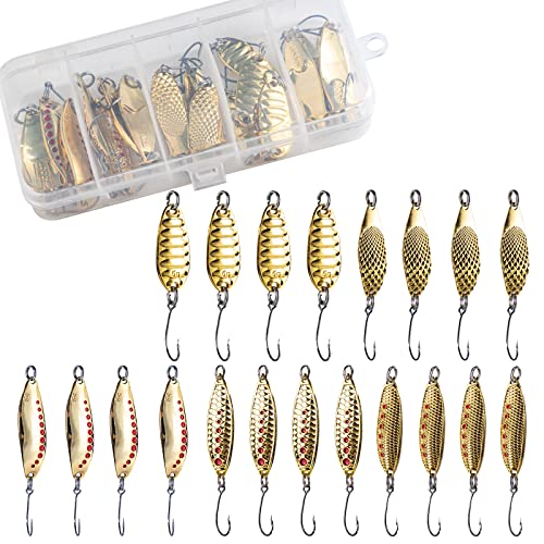 Goture Fishing Spoons Lures,Metal Spoon Trout Lures,Long Distance Casting Fishing Lures For Trout Bass Crappie Pike Saltwater And Freshwater Fishing,Jigging Spoons With Fishing Tackle Box #TOP12