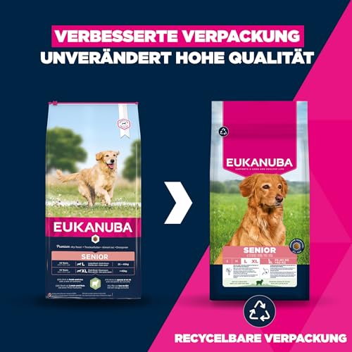 Eukanuba Hundefutter mit Lamm & Reis für große Rassen - Trockenfutter für Senior Hunde, 12 kg