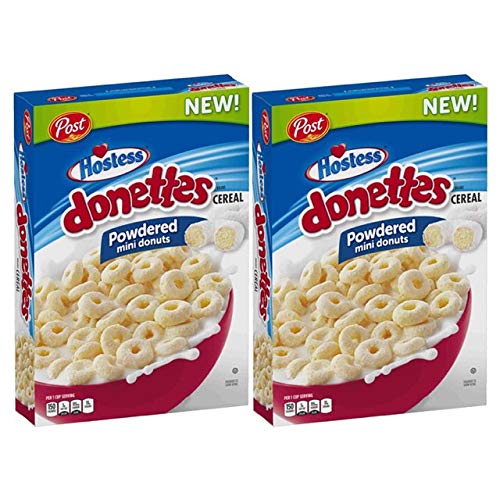 Hostess Donettes Powdered Mini Donuts Cereal by Post, 18 oz. (Pack of 2)