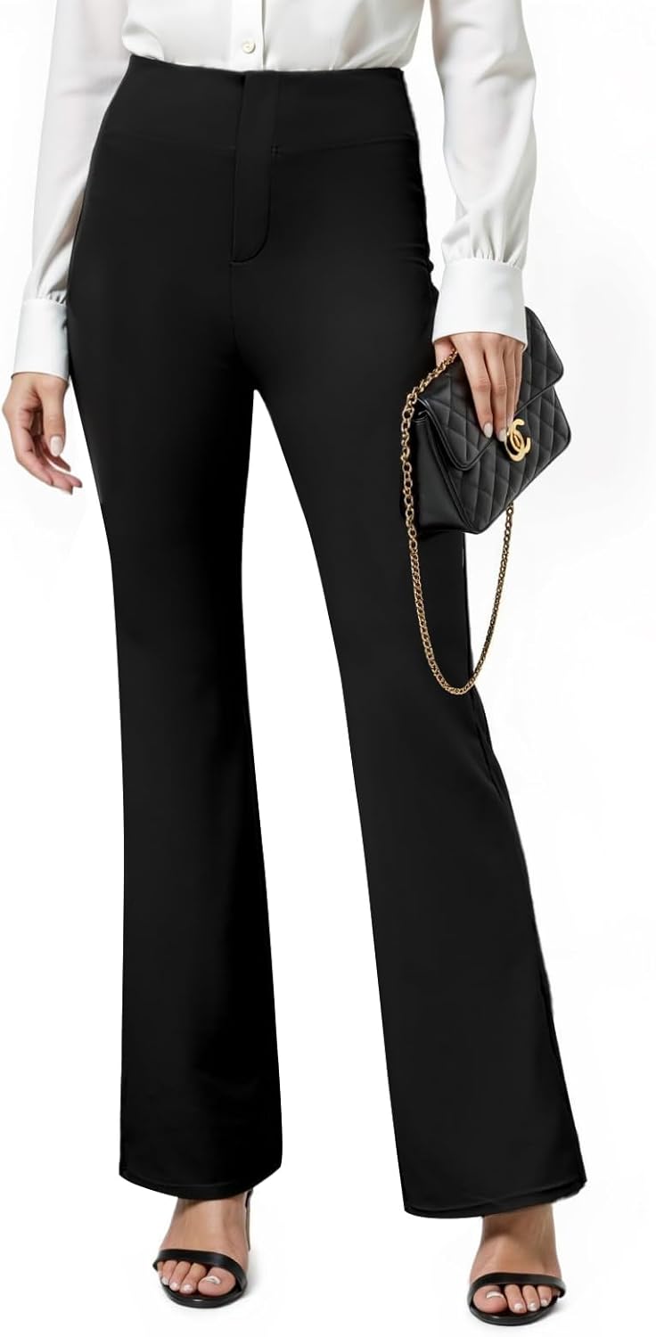 FireSwan Womens Flare Dress Pants High Waist Work Business Slacks Trousers with Pockets