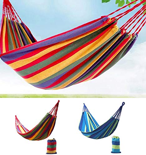 asdf Hamaca A Rayas Individual Cama De Salón Al Aire Libre Hamaca De Lona Gruesa Hamaca para Dormir Hamaca De Camping Hamaca Al Aire Libre (Azul)