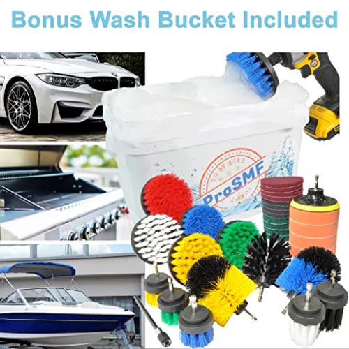 Prosmf Drill Brush Attachment Set - Ultimate All Purpose Cleaning - Power Scrubber Cleaning Brush - Bathroom - Kitchen - Drill Brush Kit Car Detailing - Rims - Automotive - Scrub Pads & Sponge #TOP4