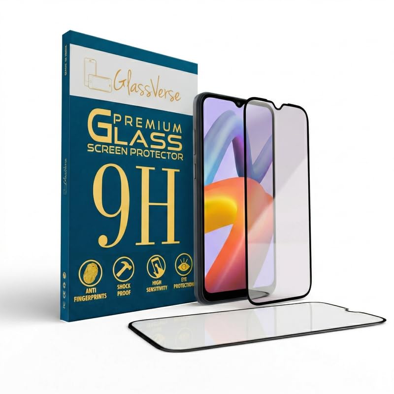 Image of GlassVerse 9H Gorilla Tempered Glass for Redmi A2 | HD Clarity Screen Protector, Ultra Strong 9H Protection, Edge to Edge, Case Friendly, Hassle-less Installation Kit Included. (Pack of 2)