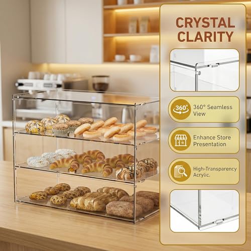 Cityjoy klare Acryl-Thekenvitrine für Bäckereien, 5 mm hochschlagfeste PETG-Platten, transparenter Acryl-Sandwich-Brotschrank