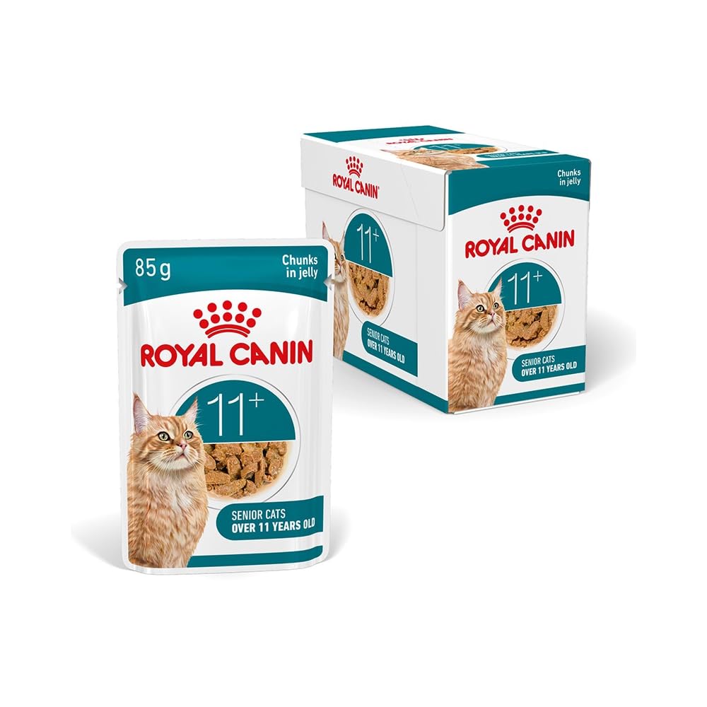 ROYAL CANIN AGEING 11+ Jelly | Confezione doppia | 2 x 12 x 85 g | Cibo umido per gatti senior dai 11 anni in su | Formula con HealthyAge7™ Complex | Pezzetti in gelatina