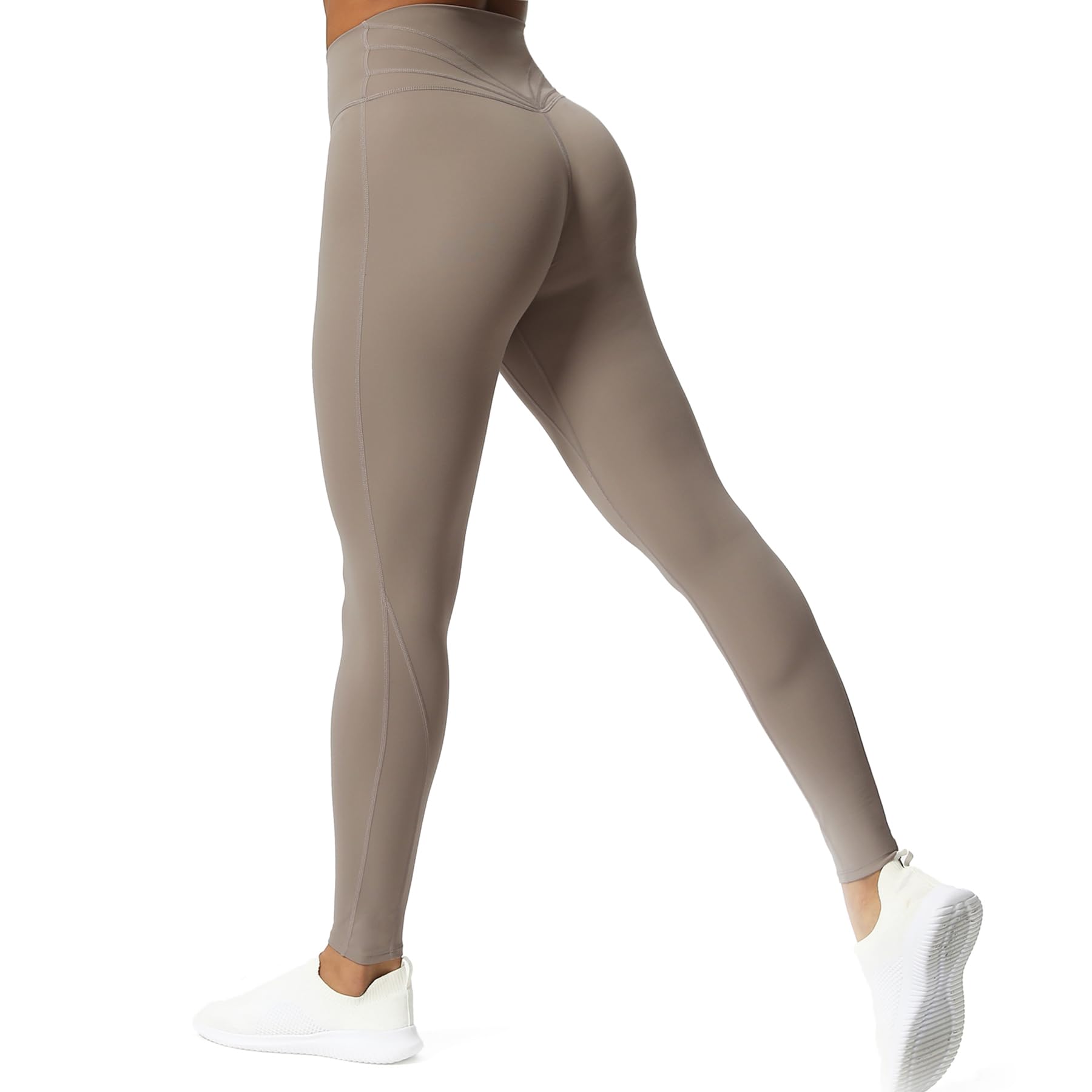 Aoxjox High Waisted Workout Leggings for Women Trinity Yoga Pants 26.5", Driftwood, S