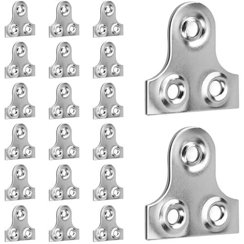 Lunhoo 20 placas de latón para colgar cuadros de 19 mm, marco de cristal de espejo, placas de fijación para colgar (plata)