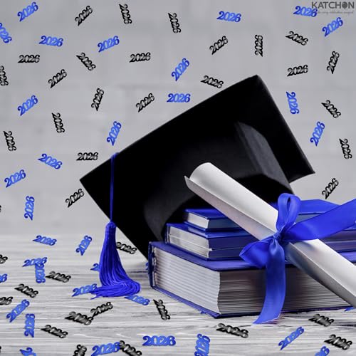 Image of Blue and Black 2026 Confetti - Pack of 500 | Graduation Confetti Class of 2026, Graduation Decorations 2026 | Grad Party Supplies, Grad Party Decorations 2026 | Prom Decorations 2026, KatchOn