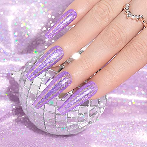 Rarjsm Holographic Nail Polish Violet Purple Gel Polish Shimmers Shiny Nail Gel Spring Summer Hologram Gel Nail Polish Uv Led Lamp Cured For Nail Slaon Home Manicure #TOP2