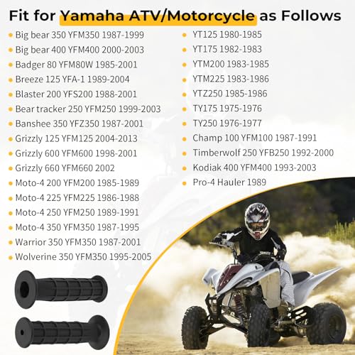 Image of M MATI Handlebar Grips for Yamaha Breeze Big Bear Grizzly Moto-4 350 400 200 225 250 600 650 YT125 YTM200 TY175 1975-2013 3GB-26241-00-00 3GB-26241-01-00 5FU-F6241-00-00