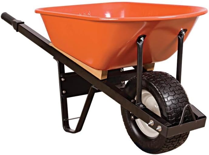 A.M. Leonard 6-Cubic-Foot Steel Tray Wheelbarrows (Steel Handles, Flat-Free Tire)