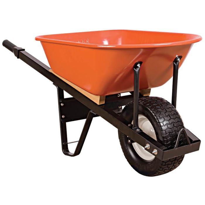 A.M. Leonard 6-Cubic-Foot Steel Tray Wheelbarrows (Steel Handles, Flat-Free Tire)