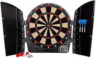 Franklin Sports Electronic Dart Board Set - Soft Tip Electric Dartboard with Digital Scoreboard + Cabinet - Adults + Family Set - (6) Darts Included - FS3000, Black