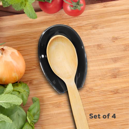 image for OGGI Spooner Ceramic Spoon Rest- Set of 4 - Spoon Rest for Stove Top, 