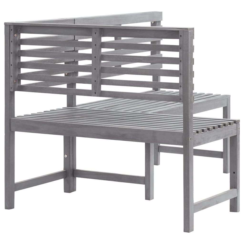 Banco esquinero de jardín para exteriores, color gris, 140 cm, muebles de madera de acacia maciza
