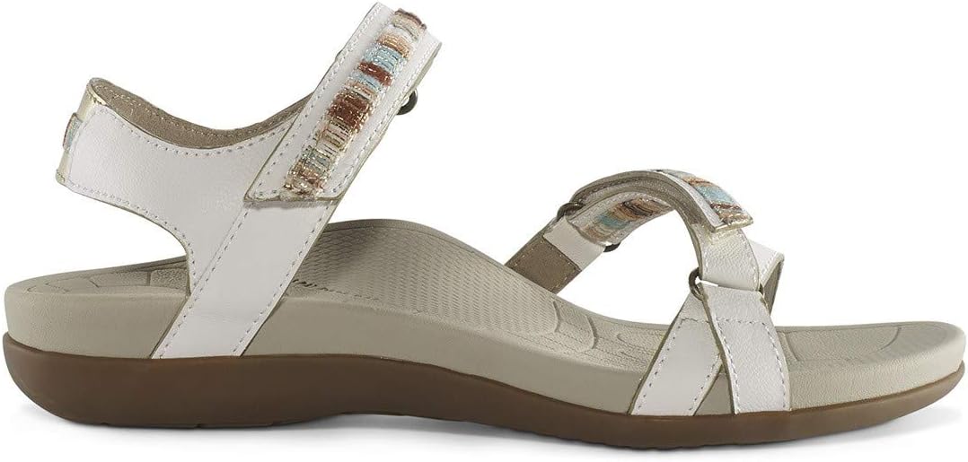 Aetrex Womens Mila Quarter Strap Sandals - White - Size
