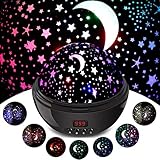 Night Lights for Kids, SCOPOW Colorful Constellation Star Sky Kids Night Lamp with LED Timer, Auto-Shut Off and 360 Degree Rotation (Black)