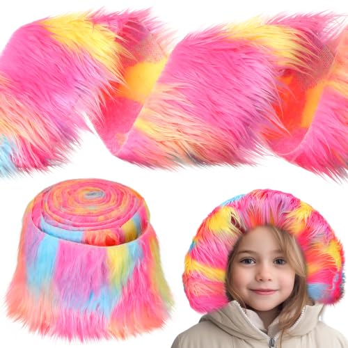 Tissu fausse fourrure poils longs coloré 10x254cm pour loisirs créatifs