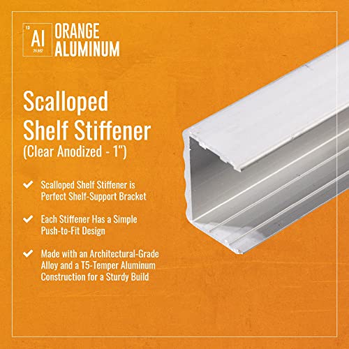 Scalloped Shelf Stiffener By Orange Aluminum, Rack, Cabinet, And Shelf Bracket, 48 Inches, For 1" Materials, Clear Anodized #TOP1