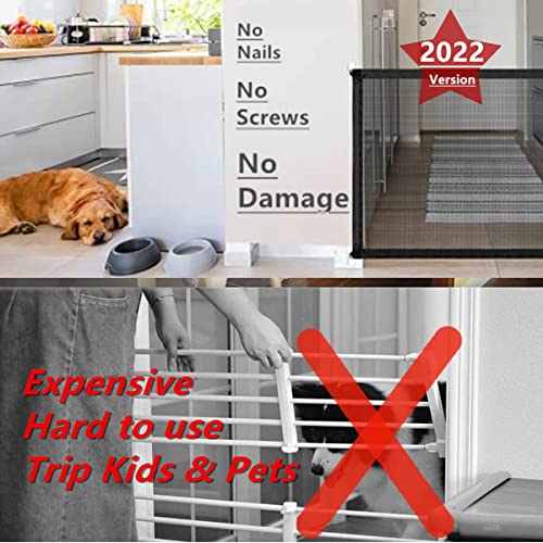 Baby Gate For Stairs No Drilling - 43.3" W X 28.3" H Retractable Baby Gate Dog Gate For The House Mesh Baby Gate For Stair No Drill Pet Gate Puppy Gate For Stairs & Doorways #TOP4
