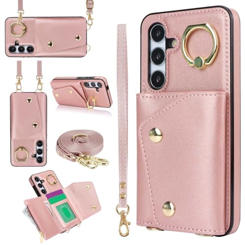 �T���X��Galaxy S25 Plus�P�[�X �蒠�^ PU�v �J�[�h���[ ���K���� �X�}�z�J�o�[ �M�����N�V�[ S25 Plus �蒠�^�P�[�X ���X�g���b�v �����O�t�� Galaxy S25 Plus �g�уJ�o�[ ������ ��|�� �΂ߊ|��-�s���N