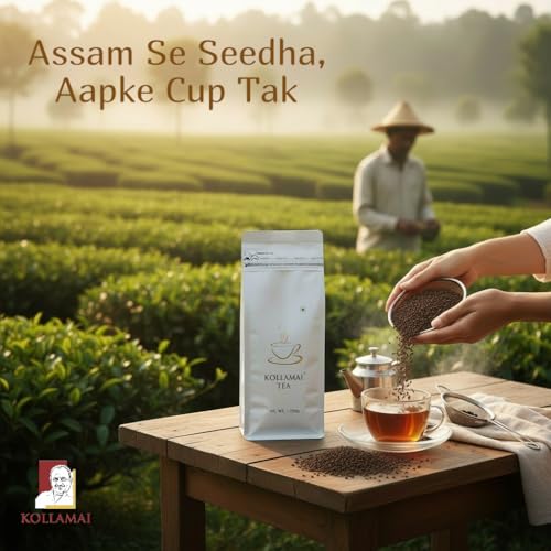 Image of KOLLAMAI Gold Assam CTC Tea Powder 1kg | Strong Kadak Chai Patti | Single Origin Handpicked Leaves | Pack of 1 | Makes 400 Cups