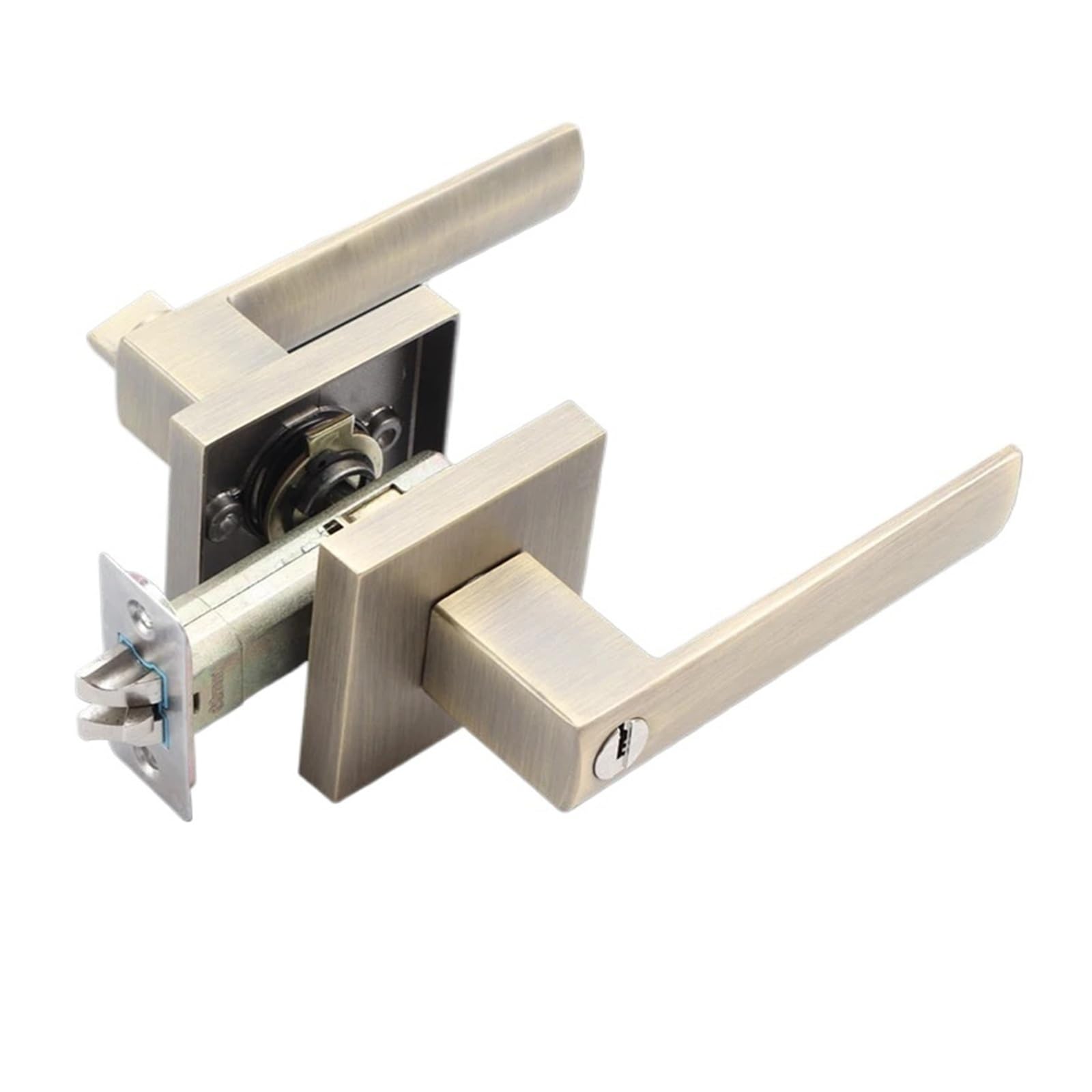 Sjloynwq Green Bronze-Et_60mm Bedroom Home Wooden Door Single Tongue Keyless Handle Three Rod Lock(Green Bronze-Et_60mm)