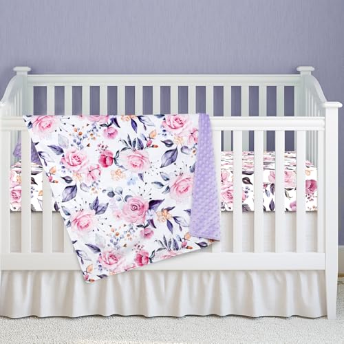 Image of Pea Pod 30'' x 40''Baby Blankets, Super Soft Floral Minky Toddler Newborn Blanket for Boys Girls, Dotted Backing, Double Layer, Crib Receiving Blanket for Nursery /Stroller /Toddler Bed /Baby Carseat