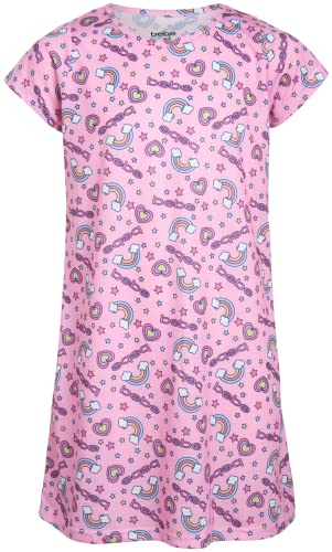 Bebe Girls' Pajamas - 4 Pack Short Sleeve Sleep Shirt Nightgown (Size: 5-16), Size 14/16, Blue/Cat/Pink/Butterfly #TOP4