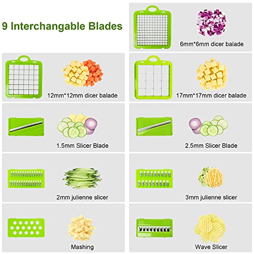 Vegetable Chopper, Pro Onion Chopper With Container, 16-In-1 Veggie Food Chopper Slicer Dicer Cutter With Self-Cleaning Button 9 Blade #TOP2